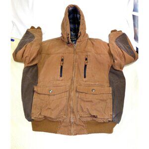 Walls Brushed Cottom Water Repellent Hooded Jacket Plaid Lining Elbow Patches XL